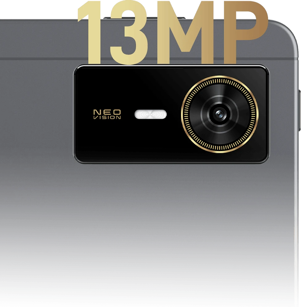 Tylny aparat tabletu ZTE z obiektywem Neo Vision i rozdzielczością 13 MP.