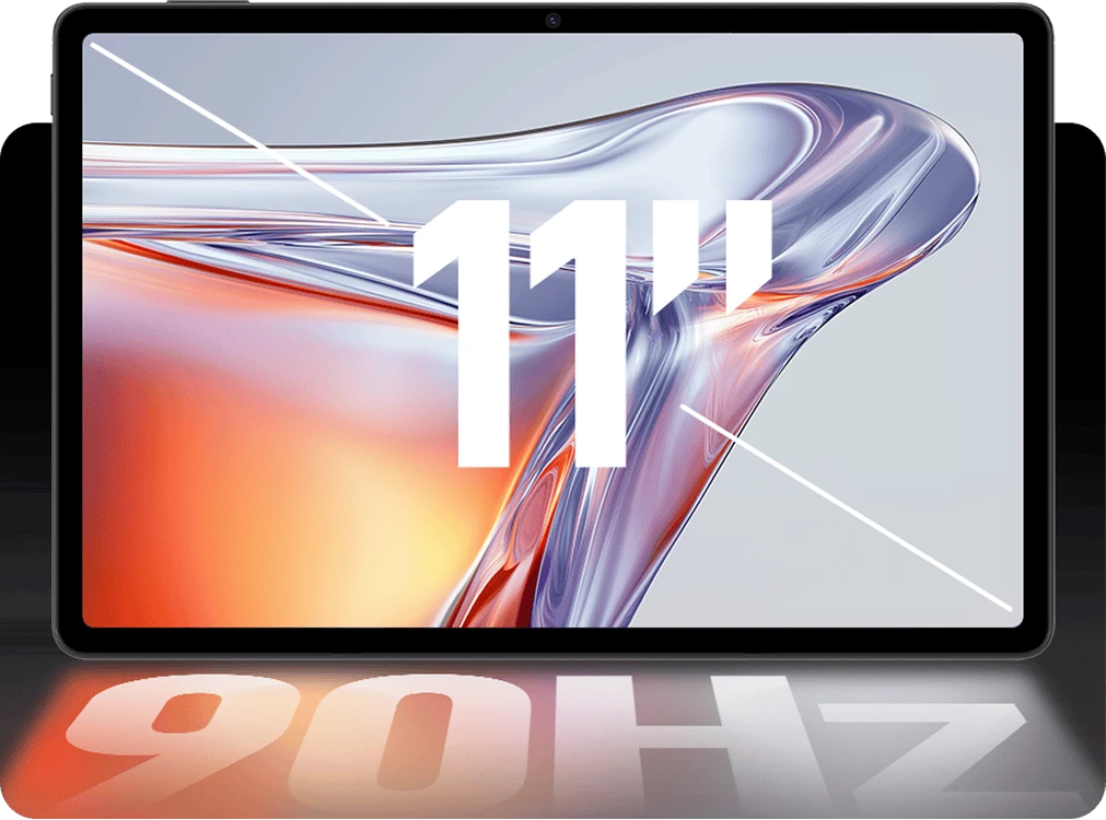 Tablet z ekranem 11 calowym FHD+ 90 Hz wyświetlający kolorowy motyw.