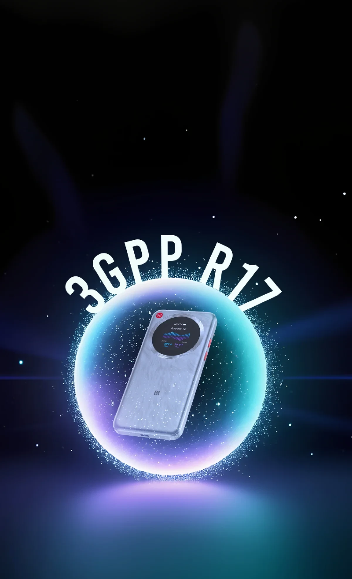 Grafika 3GPP R17 symbolizująca 5G nowej generacji.